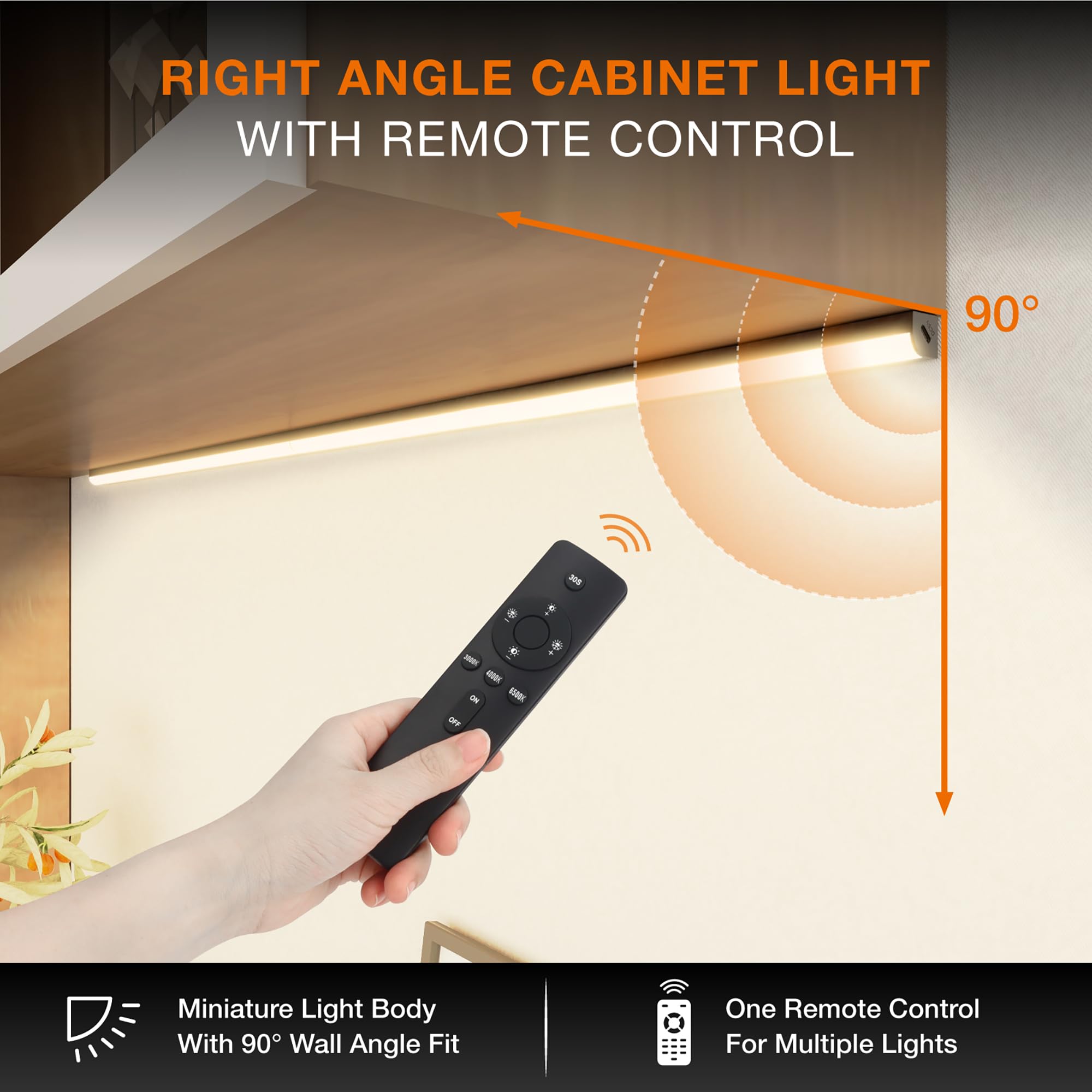 Lampada da incasso a LED da cucina con telecomando, luce ricaricabile per vetrine, senza fili, per guardaroba (nero, 80 cm)