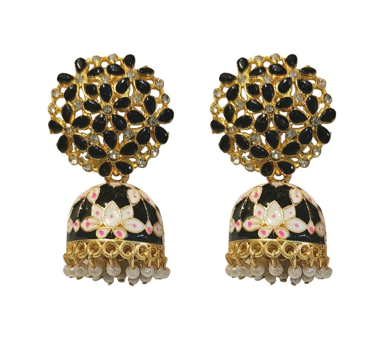 La Belleza Jhumki Earrings for Women Bollywood Ethnic Bridal Wedding Gold Plated Meenakari Enamel Jhumki Jhumka Jewellery for Women/Girls Best Gift For Rakhi (Black) (B0CCDKS1HP) Amazon Price History, Amazon Price Tracker