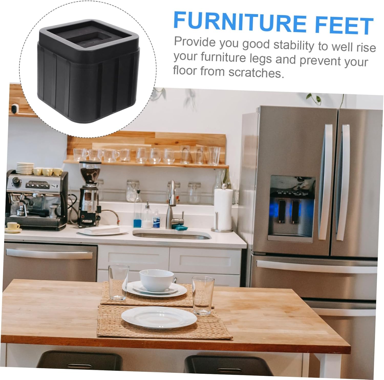 Unomor 4 Sets Non-Slip Furniture Feet Pads Rubber Levelers for Bed Sofa and Washing Machine Risers Adjustable Height for Stability and Protection