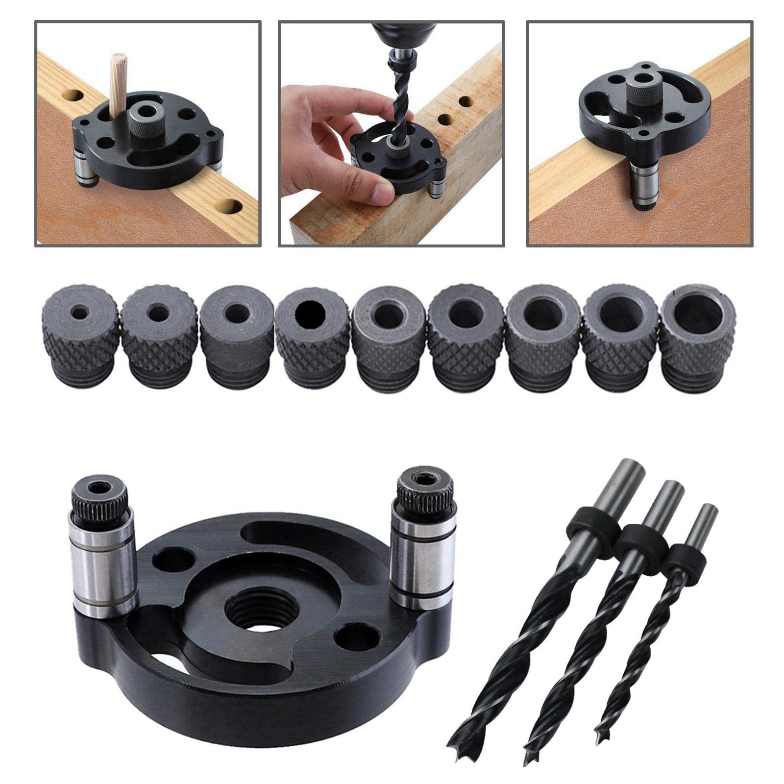 Generic 13 Pièces Kit de Trou de Poche Ensemble de Perçage Guide de Cheville Outil de Positionnement Métal Acier Inoxydable Fonction Anti-rouille Convient Pou, noir