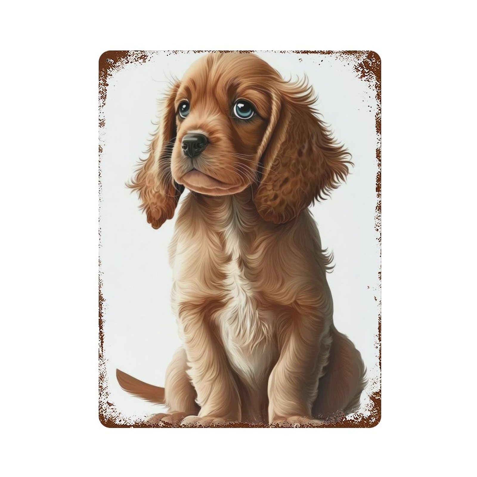 Garage Style Cocker Spaniel Dog 02 Distressed Metal Wall Sign 15.7"x11.8", Rustic Home Decor for Bar And Workshop