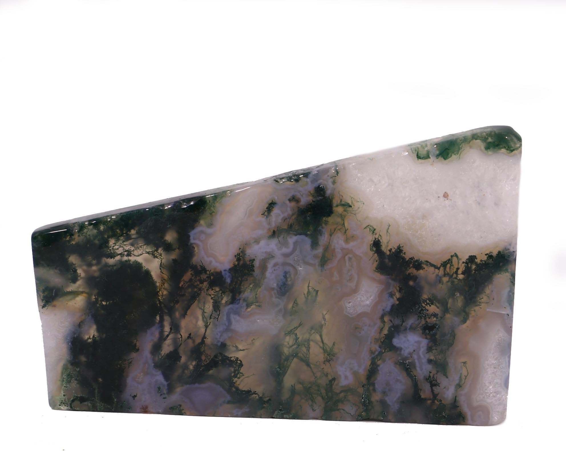 Raw Moss Agate Plate 0.33lb(150G) Rough Crystal Rocks Healing Crystal Slices Moss Agate Slab Office Home Decor Gifts