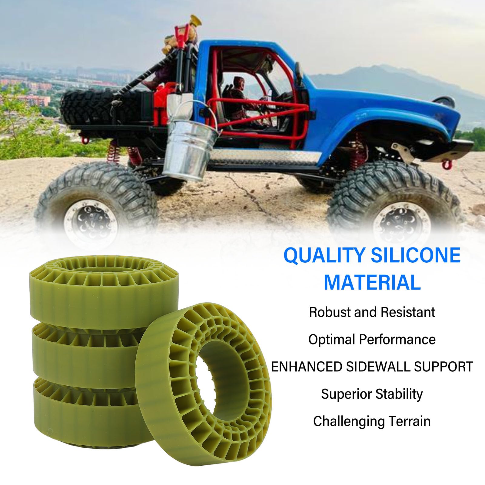 Culnflun Silicone Wheel Tire Inserts 108 x 42mm 4pcs Enhanced Sidewall Support Superior Traction Performance for SCX10 1/10 Crawler Car