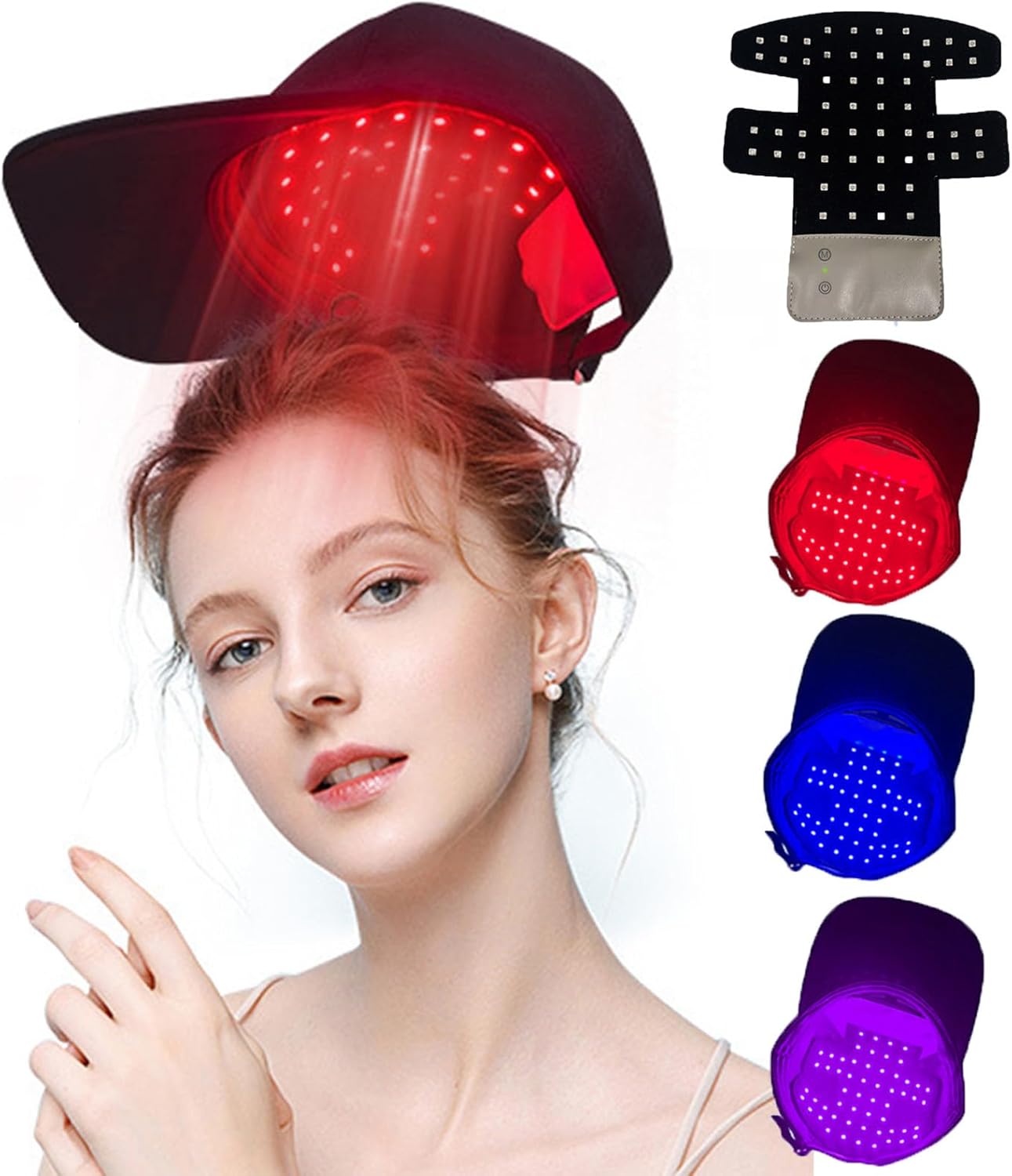 Rood licht therapie hoed voor haargroei (160 stks LED), 660nm 460nm 850nm rood en blauw licht, slimme timing 20 min, bevorderen circulatie/immuniteit voor kaalheid/ontspannen de hersenen