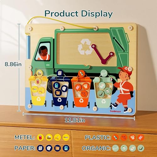 Miniatura 7 de TOP BRIGHT Tablero magnético de madera para laberinto para niños de 3, 4, 5 años, tablero de actividades de madera, aprendizaje de reconocimiento de