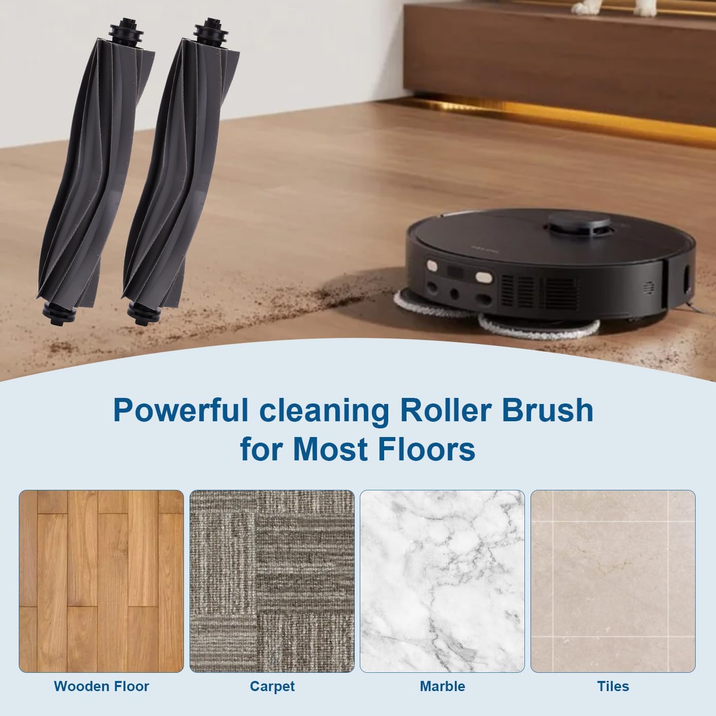 Main Roller Brush Replacement for Dreame L40 Ultra/ X40 Ultra/ X30 Ultra/ L30 Ultra/ L20 Ultra/ L10s Ultra/ L10s Pro Ultra Robot Vacuum, 2 Multi-Surface Brushes Roller Accessories 1 Cleaning Brush