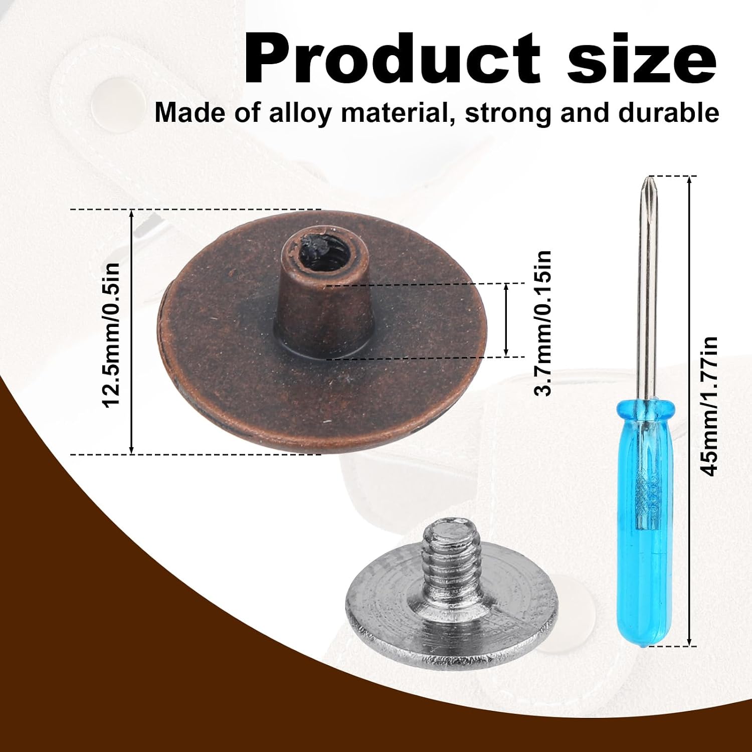 8pcs Replacement Rivets for Clogs Shoes, Easy to Install Zinc Alloy Rivet Parts Buttons with Screwdriver for Women Men Classic Leather Cork Suede Clogs Potato Shoes (Bronze)