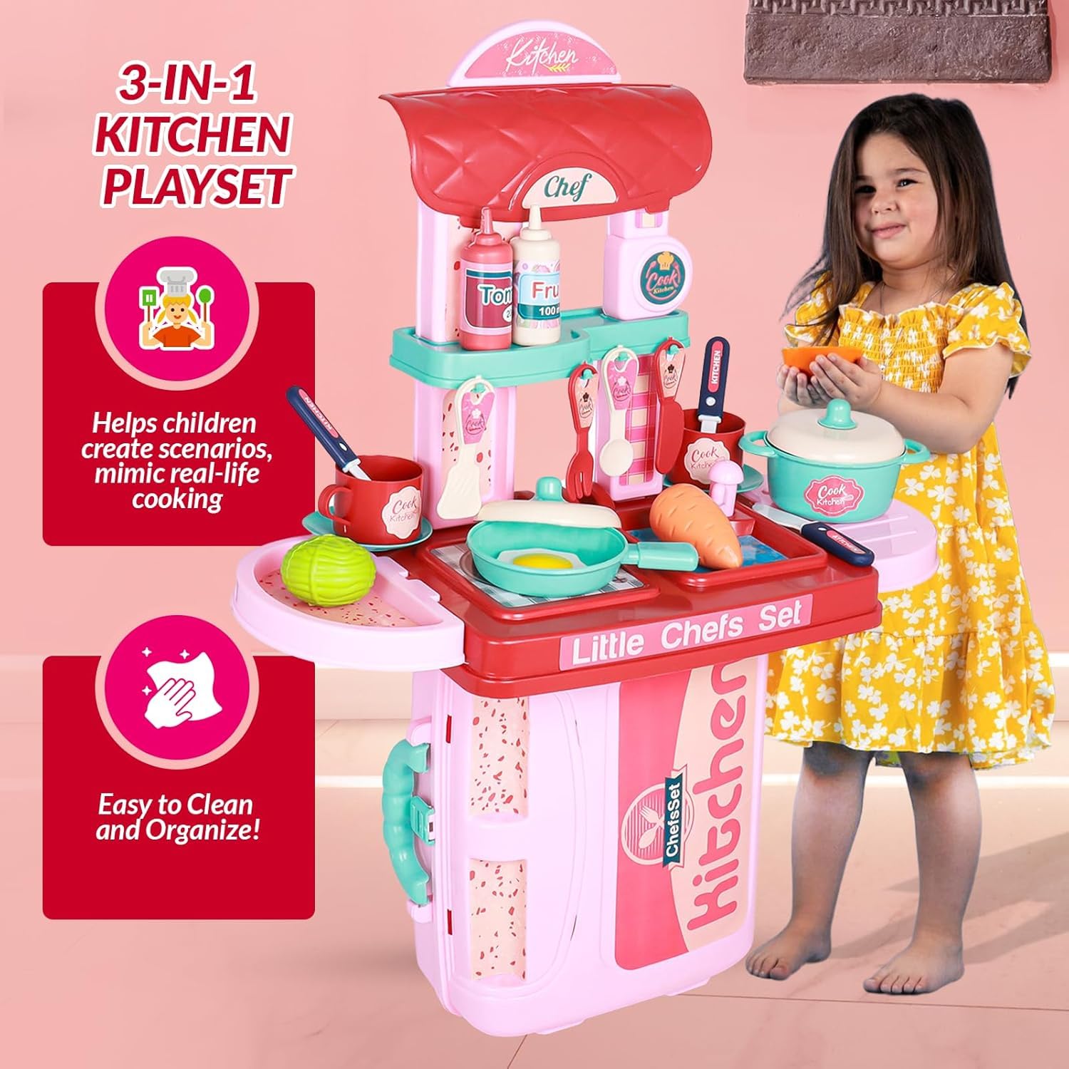 Famous Quality Stylish Kitchen Set for Girls Toy with Cooking Utensils Combo Items, Little Chef Realistic Miniature Chefs Pretend Play/Role Play Home Game - Image 7 thumbnail