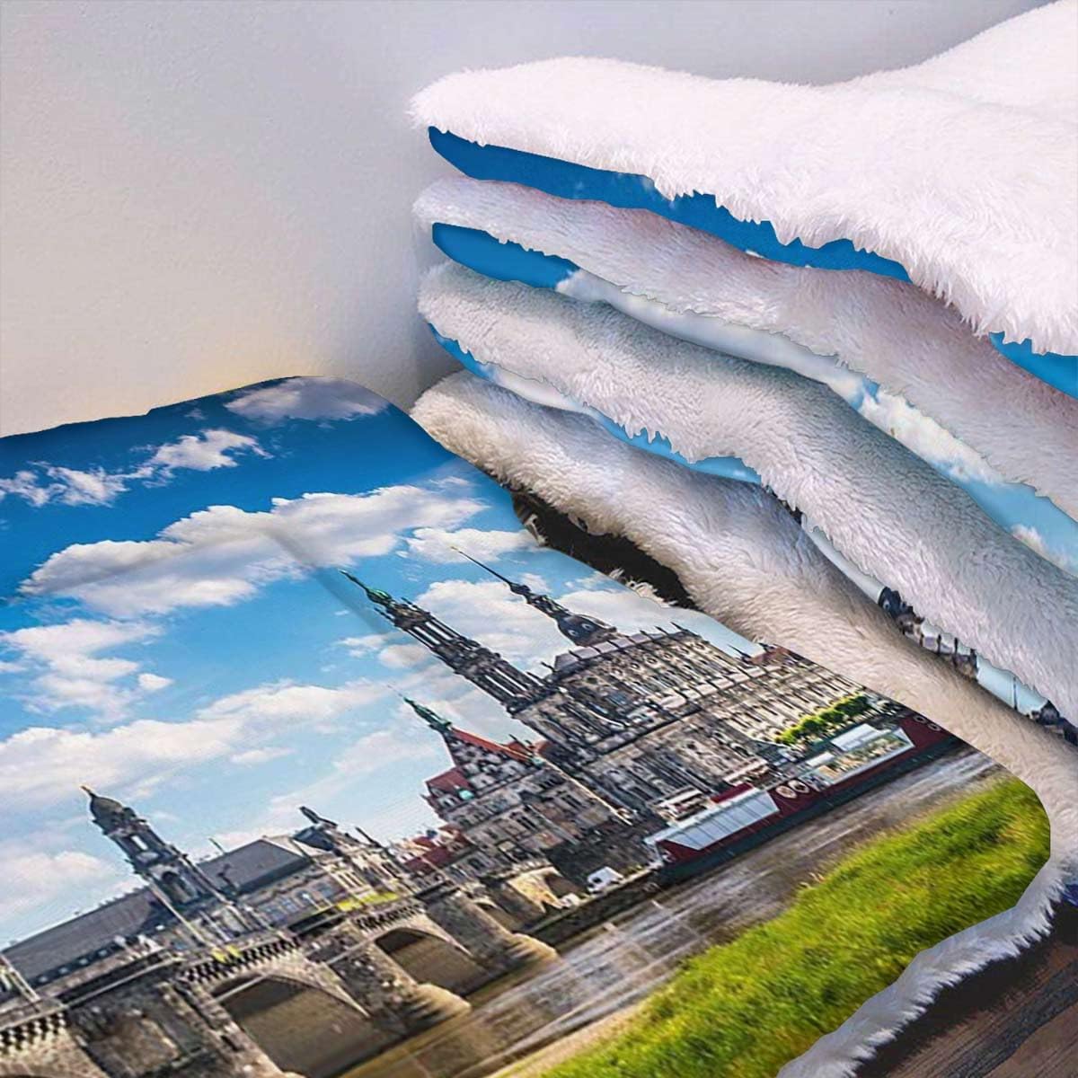 review Grey Blue Green Thermal Pet Mat Bed Liner Scenic Summer of The Old Town Bright for Puppy Dog Cat Sofa Cushion Home Rug Keep Warm Sleeping Cover Cityscape 14