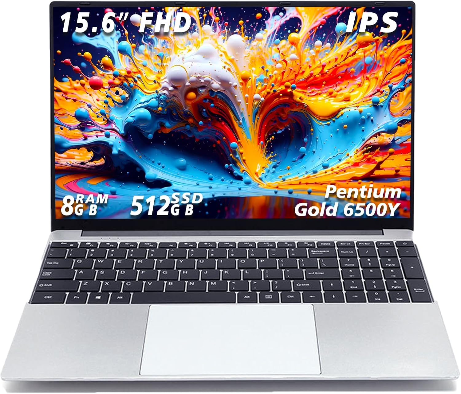 15.6 Inch Laptop Computer, Win11,8GB RAM 512GB SSD,Gold 6500Y Processor (Up to 3.4GHz), 1080P FHD IPS Display, Type-C, HDMI, USB3.2, BT5.2, WiFi 5, for