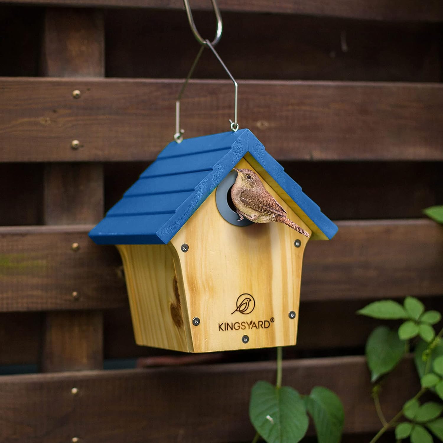 Kingsyard Natural Wooden Wren Bird House with Prdator Guard for Outdoor Hanging, Garden Patio Decorative Nest Box Birdhouse : Patio, Lawn & Garden