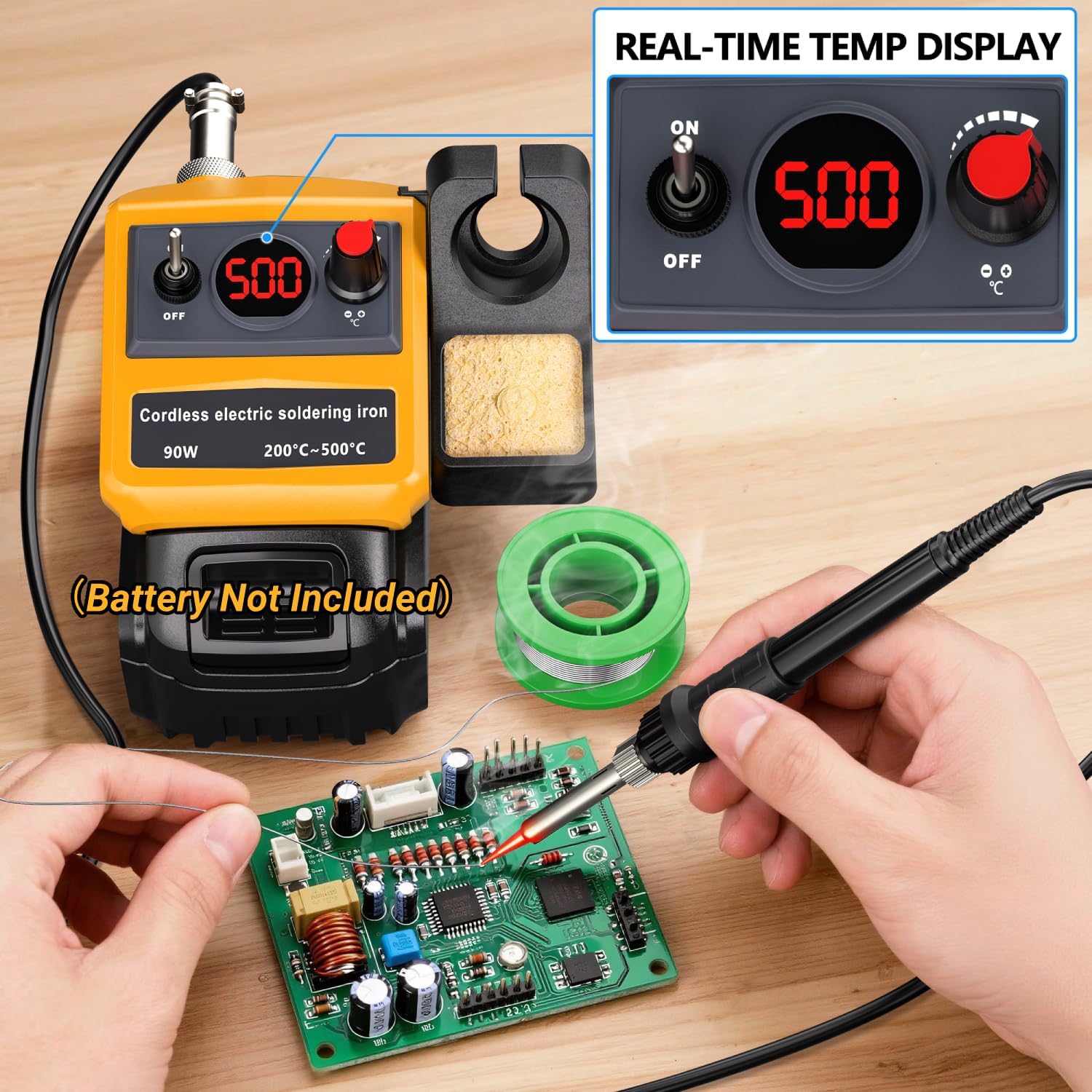 Cordless Soldering Iron for Dewalt 20V Battery, 90W Soldering Station Kit with 5 Tips, 200-500°C Fast-Heating Soldering Station for Electronics Repair, DIY Soldering. (Tool Only) image 4