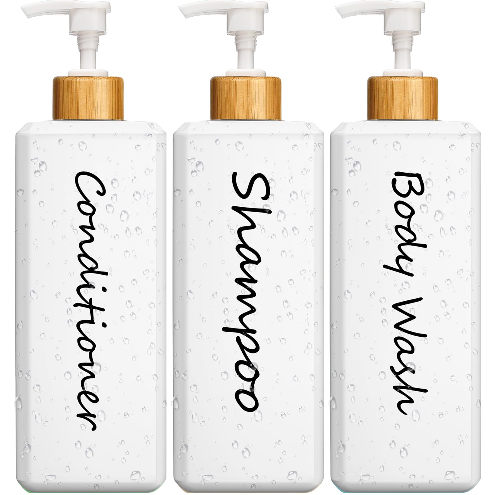 DIDROOM Shampoo Spender Set (3x 600ml) – Gold-weiße Nachfüllflaschen Für Badezimmer-Ordnung