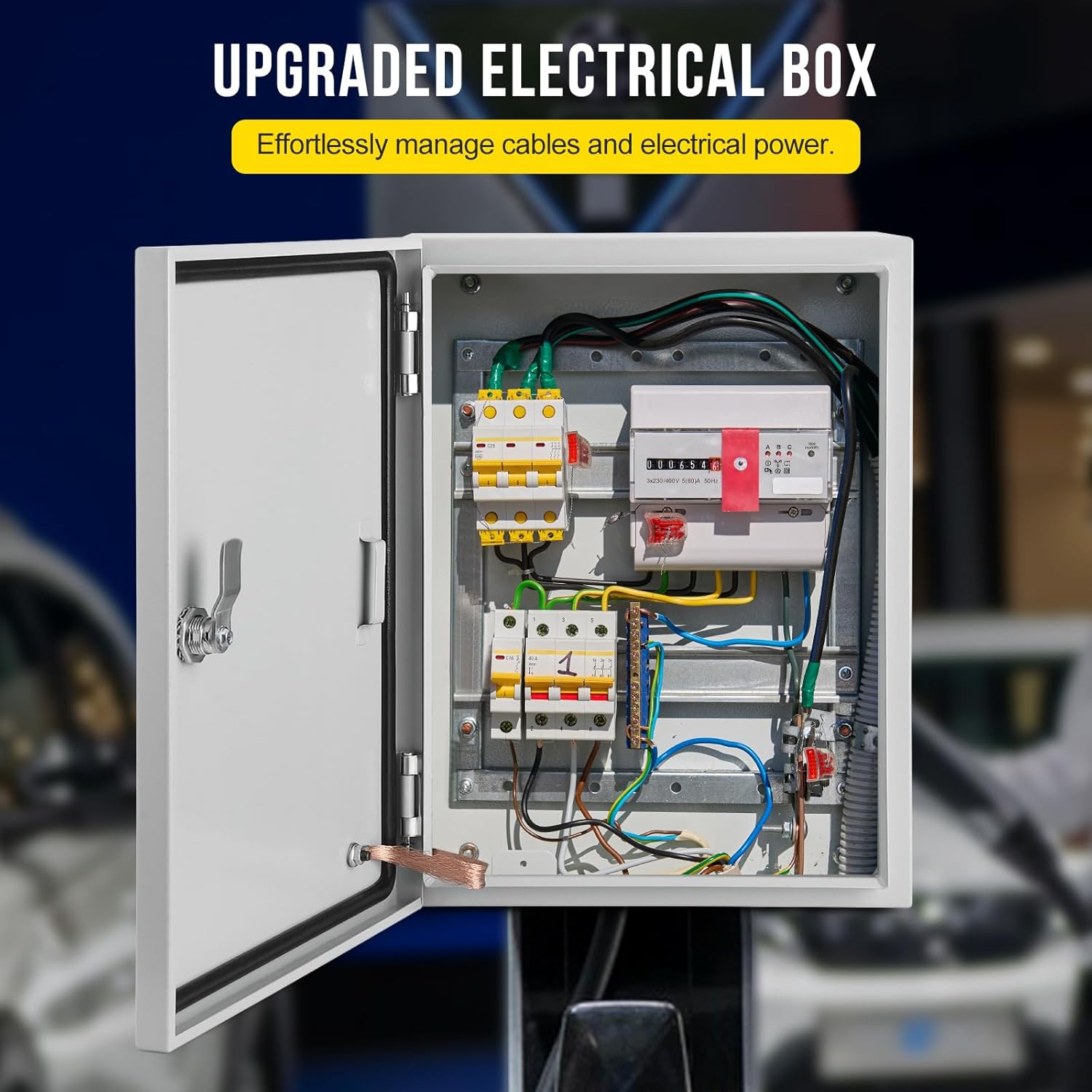 Electrical Box, 24 x 16 x 10'' NEMA 4X Steel Electrical Box, IP66 Waterproof & Dustproof, Outdoor/Indoor Electrical Junction Box, Lockable Junction Box
