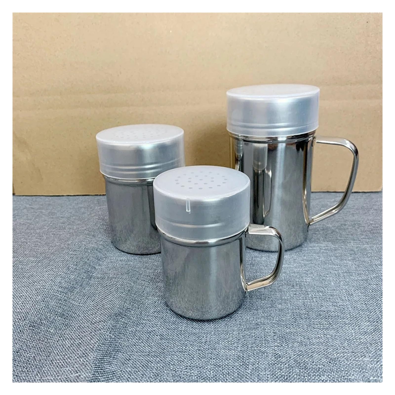 Pulverstreuer Griff Shaker Pfeffer Zucker Salz Edelstahl Spender Pulver Tube Kaffee Utensilien Küchenwerkzeug(B 6.6X9.4cm)