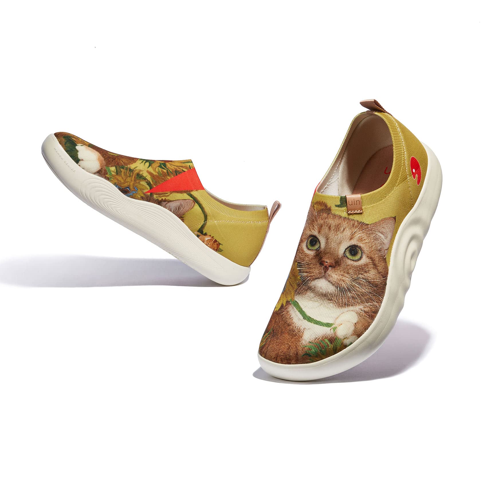 UIN x FatCatArt Collaboration damskie wsuwane mokasyny na co dzień wygodne artystyczne malowane buty podróżne lekkie trampki