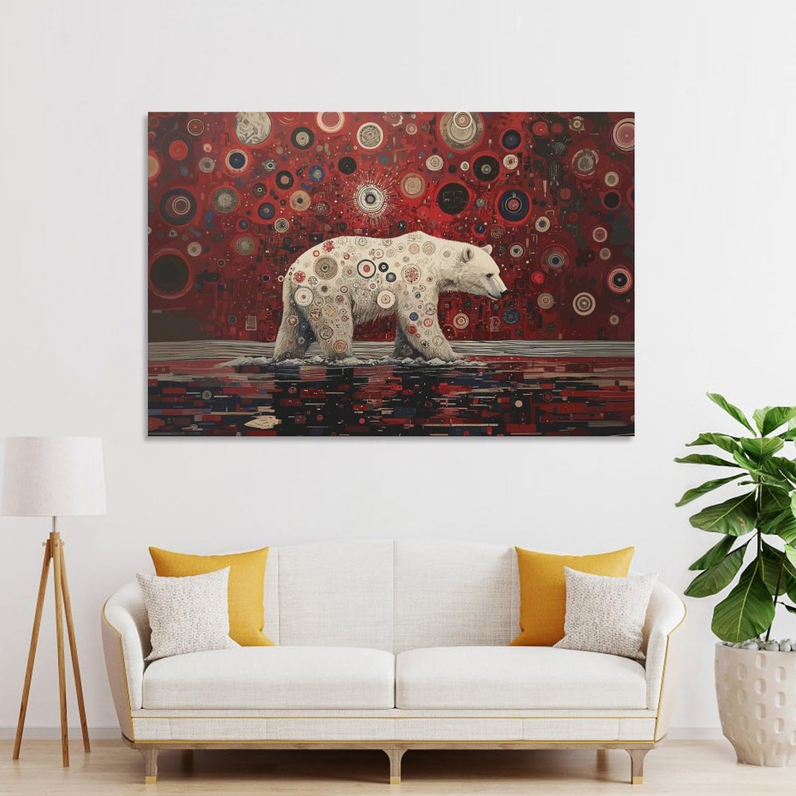 Junmoney Wall Decor Canvas Print Polar Bear Art, 24x36inch(60x90cm), for Front Hall, Corridor Or Welcome Spaces, A Neat Decor Update for Hallways