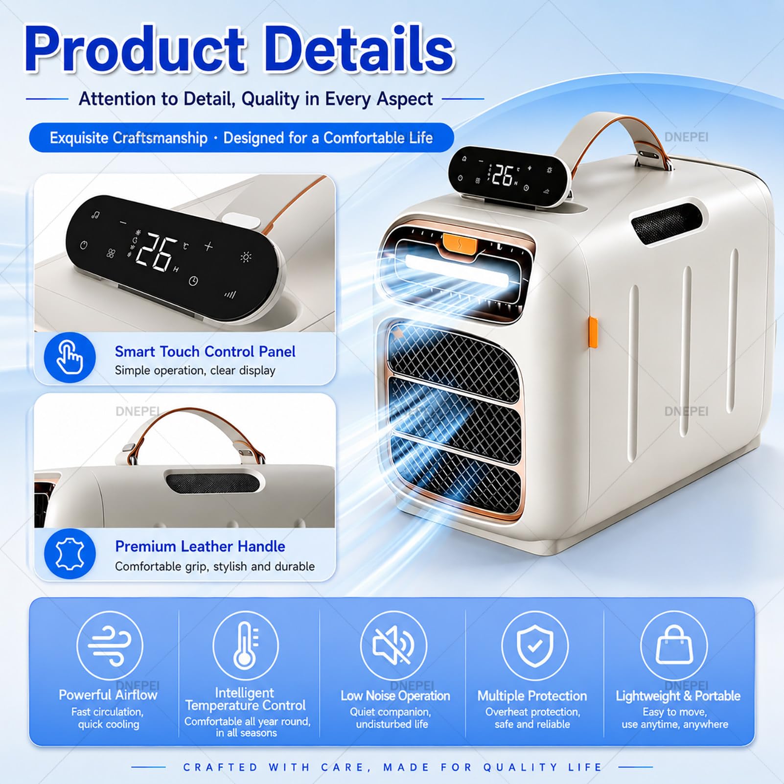 Aire Acondicionado Camping,Aire Acondicionado portátil sin Tubo Exterior Heatingandcooling | Unidad de aire acondicionado 3 en 1 de 4700 BTU para tiendas de campaña, autocaravanas y furgonetas camper