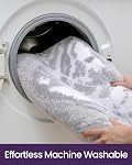 DEXI Mat de salle de bain souple Absorbant, 24x43 Rug de bain antidérapant, matelas de tapis lavable pour douche, baignoire, évier, gris et blanc