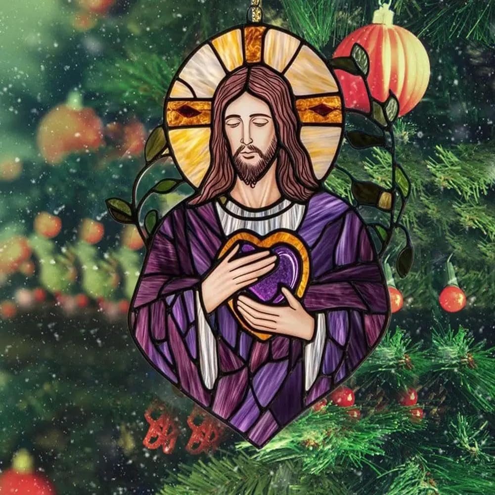 8x6inch Acrylic Sun Catchers Indoor Window Colorful 2D Jesus Acrylic Car Sun Catcher Housewarming Ornaments Car Interior Accessories Decorative image 3