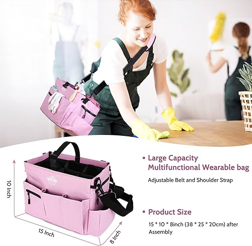 Miniatura 2 de Noelen Gad Bolsas de limpieza grandes con asa y correas de hombro y cintura, para suministros de limpieza, para almacenamiento de muebles,