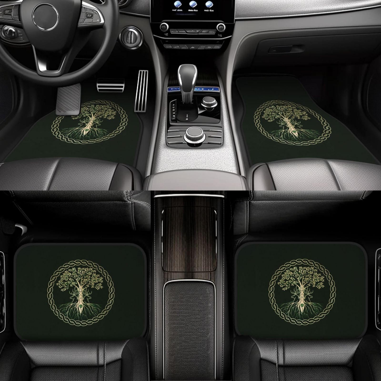 CifepraK Norse Viking Goddess Wiccan Wicca Pagan Car Floor Mats for Trucks, SUVs, Vans, 4 Pieces Front & Rear Full Set Vehicle Floor Carpets Non Slip Car Accessories