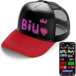 Chapéus de olhos de LED, tela de LED brilhante, bonés inteligentes com tela colorida programável, controle de aplicativo Bluetooth