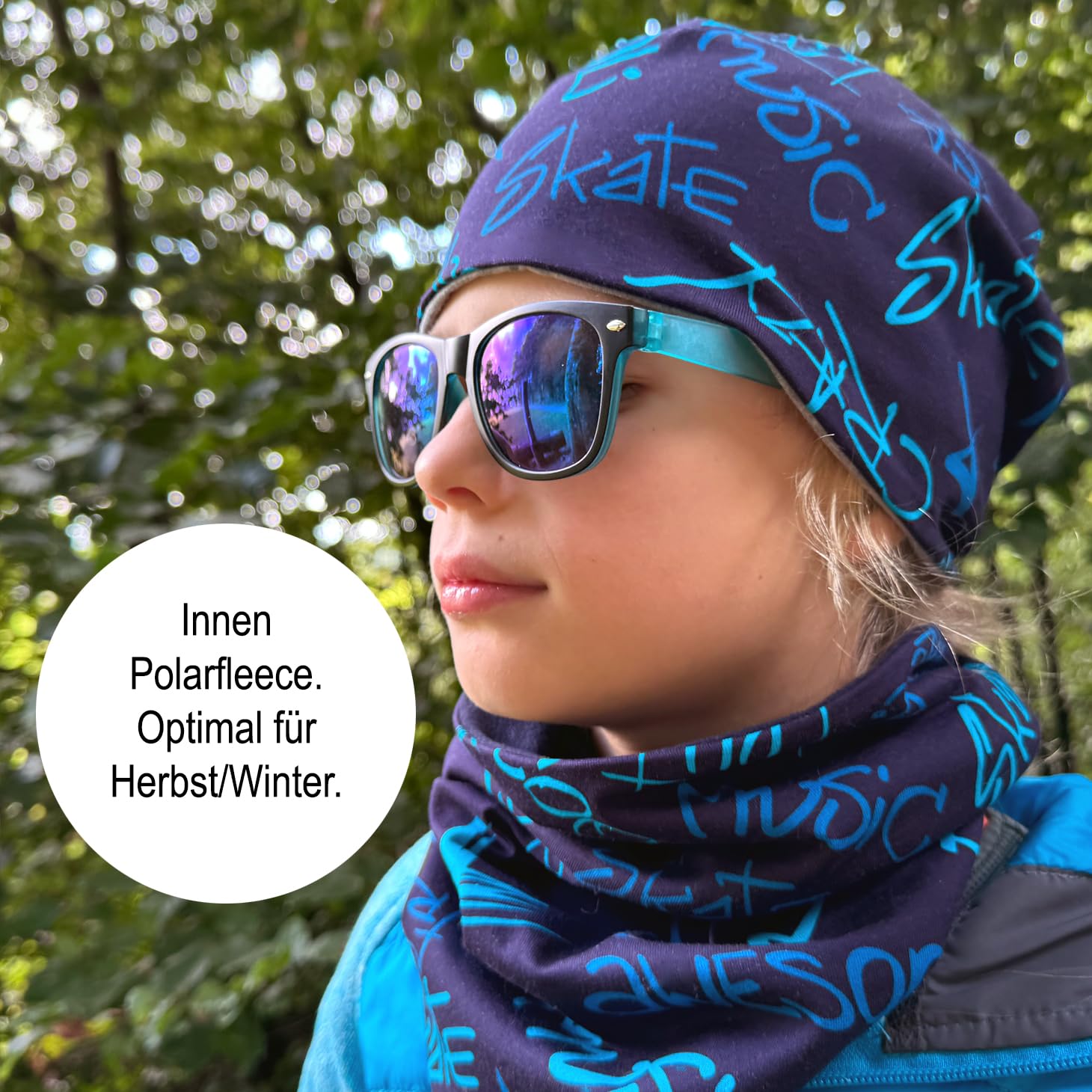 Wollhuhn Maxi Winter 20240201 Cache-cou, écharpe à enfiler, extra longue, pour garçon/fille, de nombreux motifs (LL, doublure en polaire)