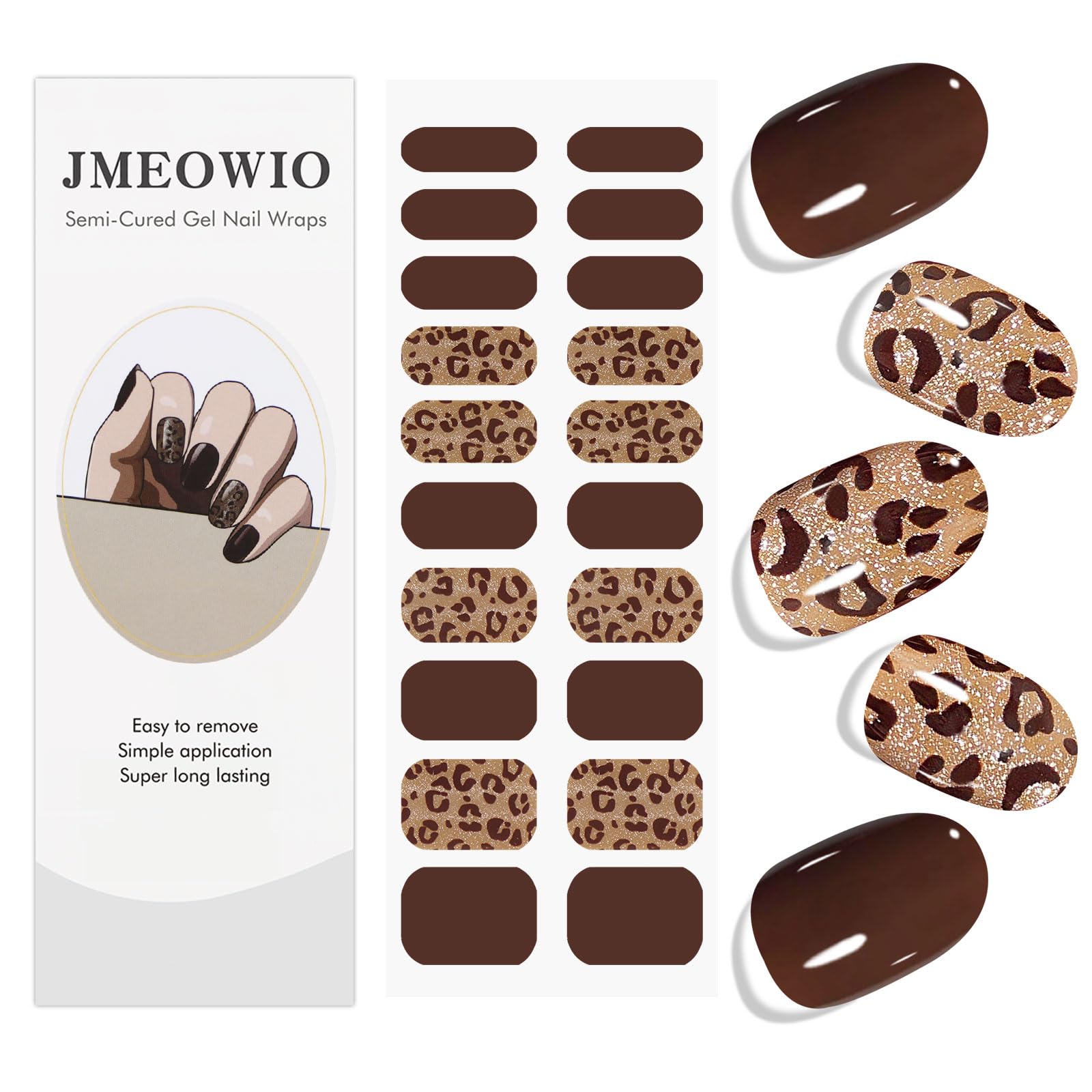 JMEOWIO Żelowe naklejki na paznokcie UV kocie oko nadruk lampart lakier do paznokci żelowe naklejki do paznokci dekoracje do paznokci wzory