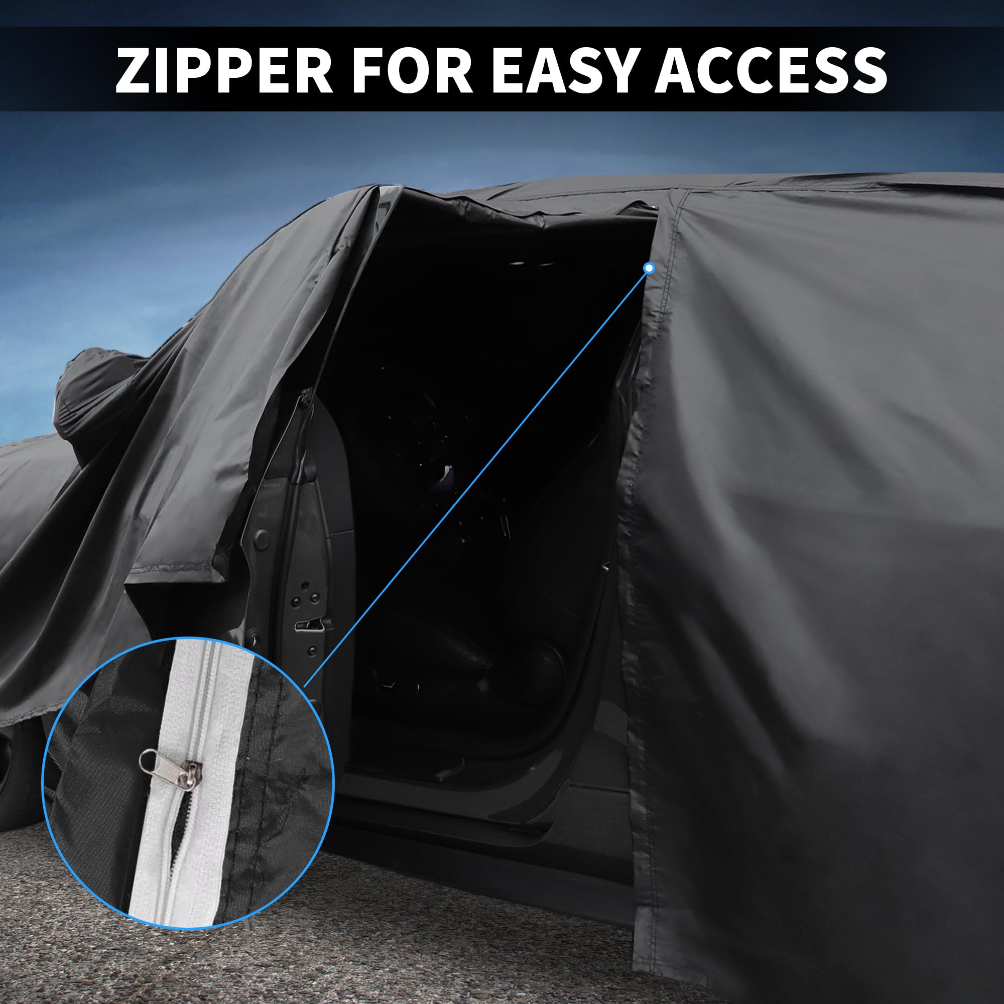 A ABSOPRO Funda De Coche para Mercedes-Benz V-Klasse II 14-21 1Pc | Negro, 210D-Pu, Impermeable, Protección Solar, Nieve, Con Cremallera, Transpirable, Filtro De Polvo