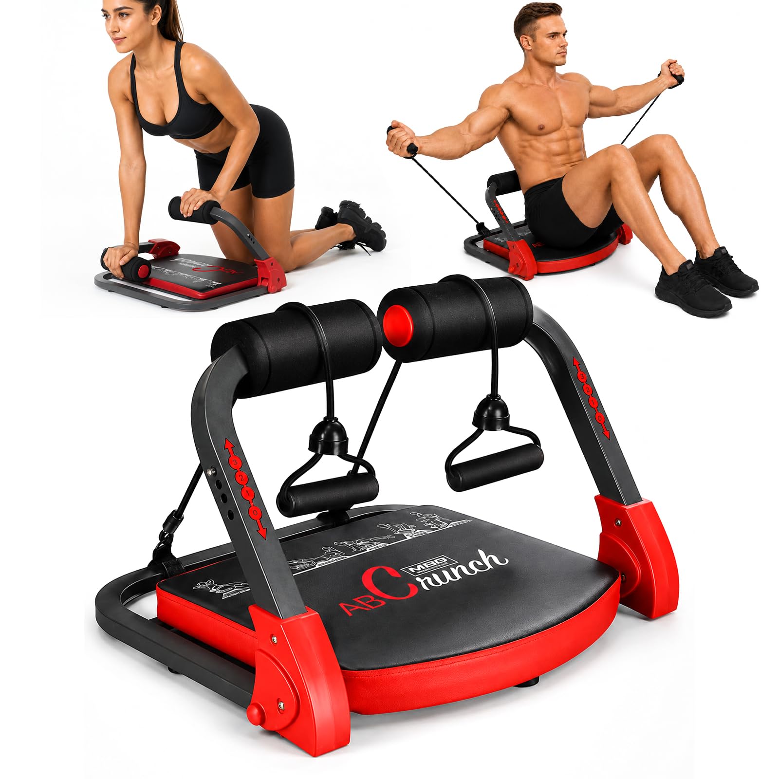 Trening brzuszny 21 w 1, 3-biegowy, regulowany, domowy, składany, z dwoma linami oporowymi, obciążenie do 100 kg, nadaje się do domu, studia fitness, biura