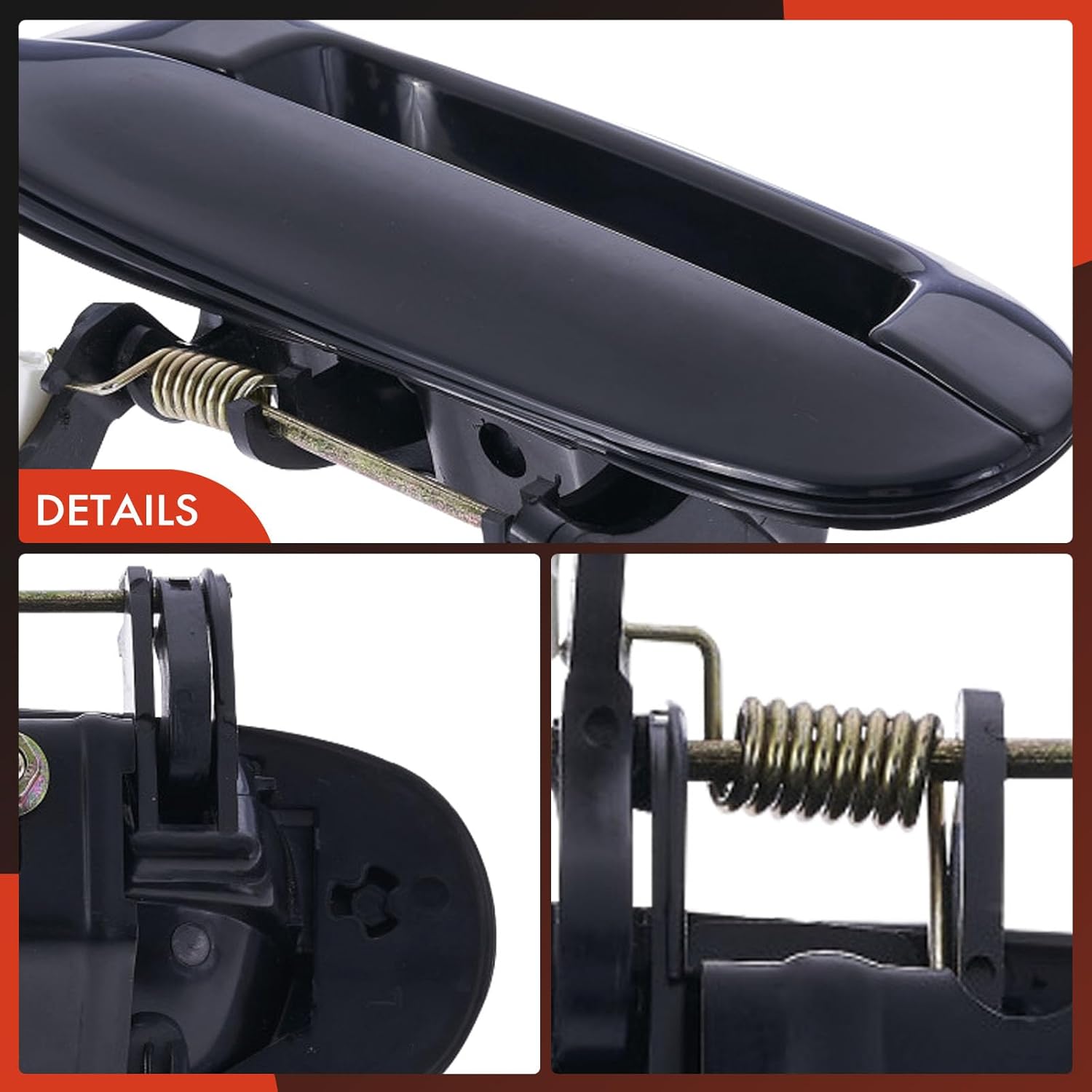 A-Premium Rear Left Driver Side Exterior Door Handle Compatible with Chevrolet Trailblazer 2002-2009 & GMC Envoy & Buick Rainier & Saab 9-7x & Isuzu Ascender & Oldsmobile Bravada, Smooth Black