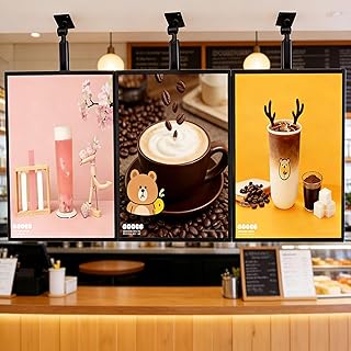 LED Digitale Menütafel, höhenverstellbar und neigbar, Wandmontage, beleuchtete Beschilderung für Restaurants und Cafés
