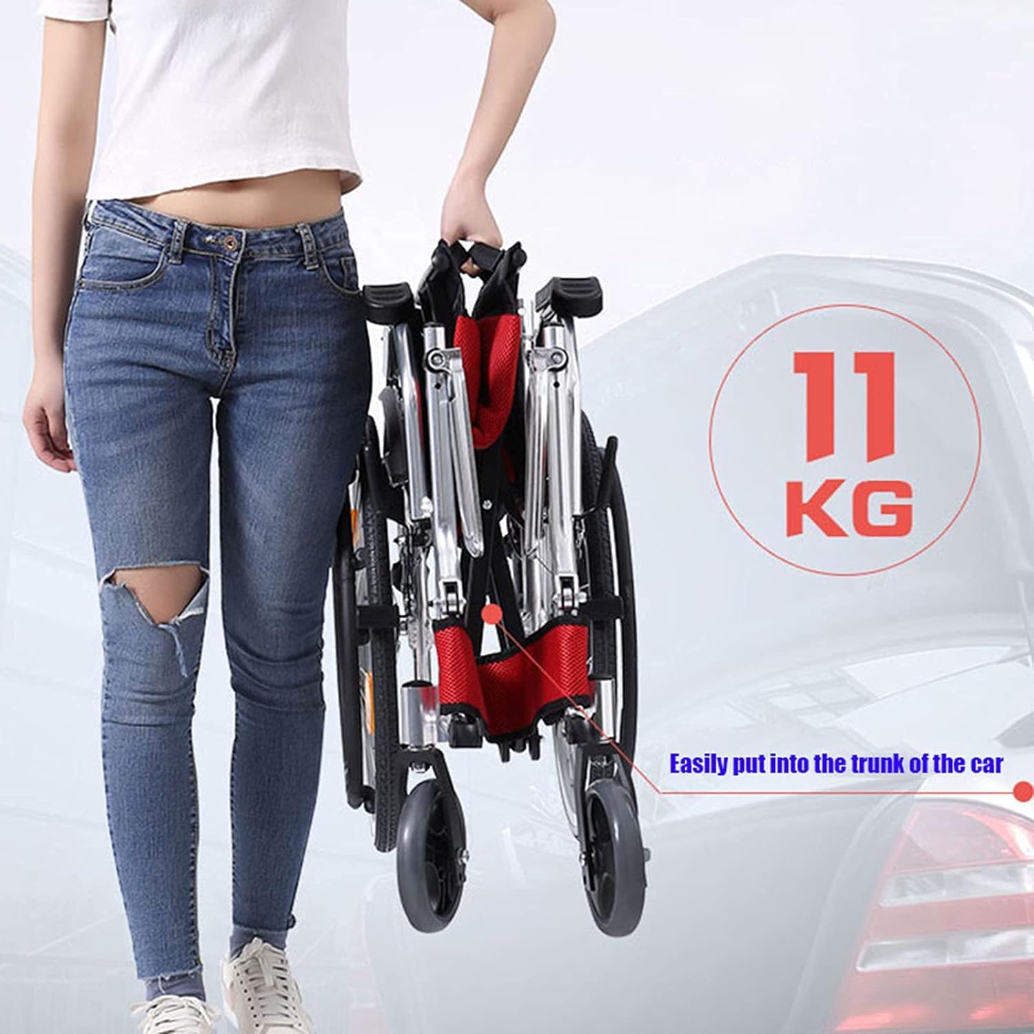 Silla de Ruedas Manual Ligera con Pedal Telescópico Plegable Silla de Ruedas Manual Ligera Plegable