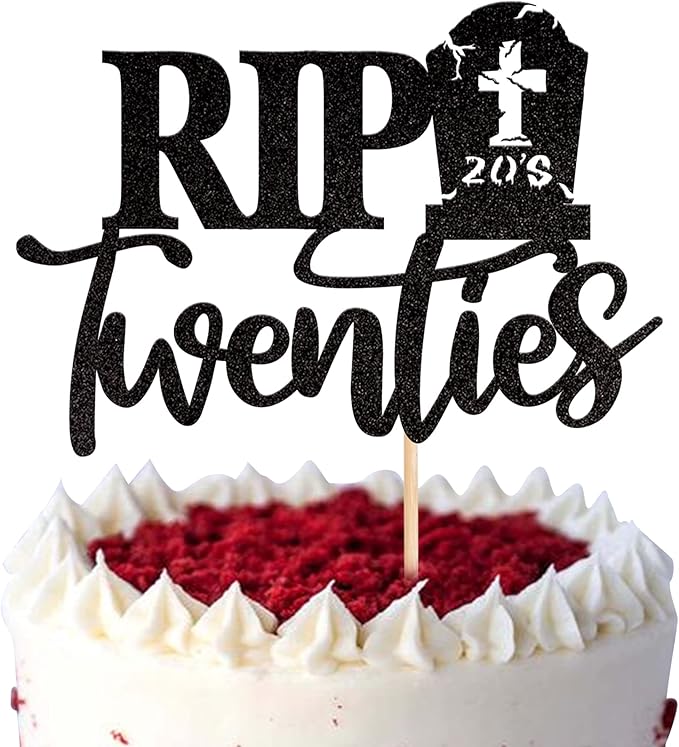 1 PCS Rip Twenties Cake Topper Black Glitter Death to My
