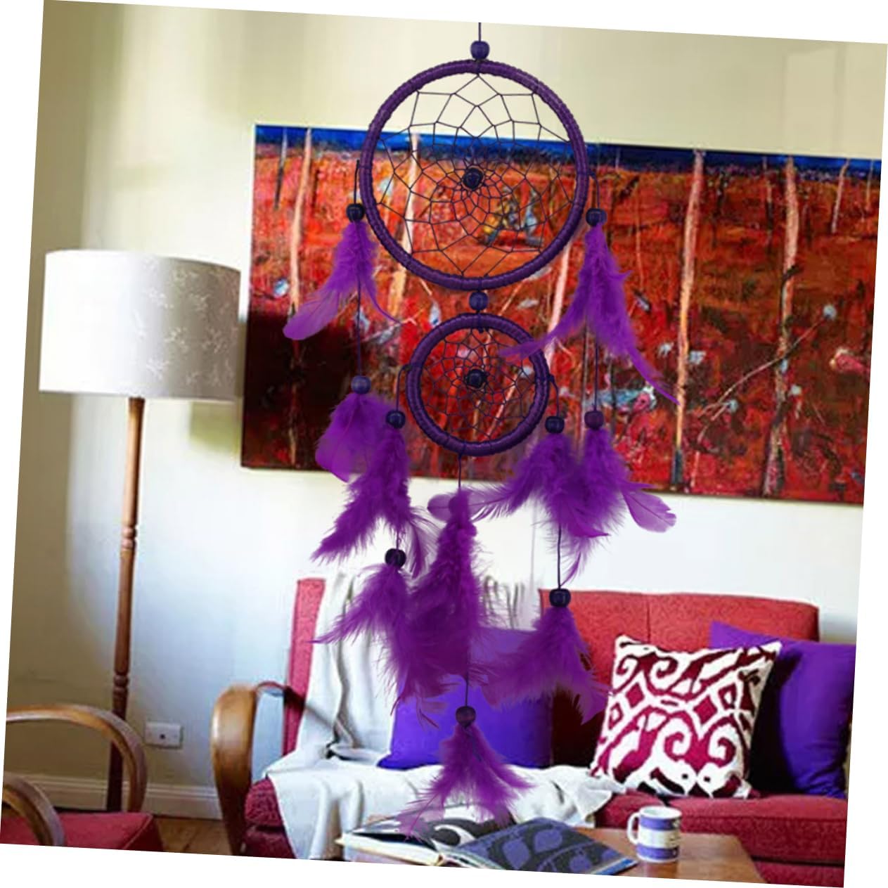 Amosfun 1pc Dream Catcher Handmade Decor for and Porch Beautiful Hanging Ornament for Memorable Photo Props and Lasting Memories