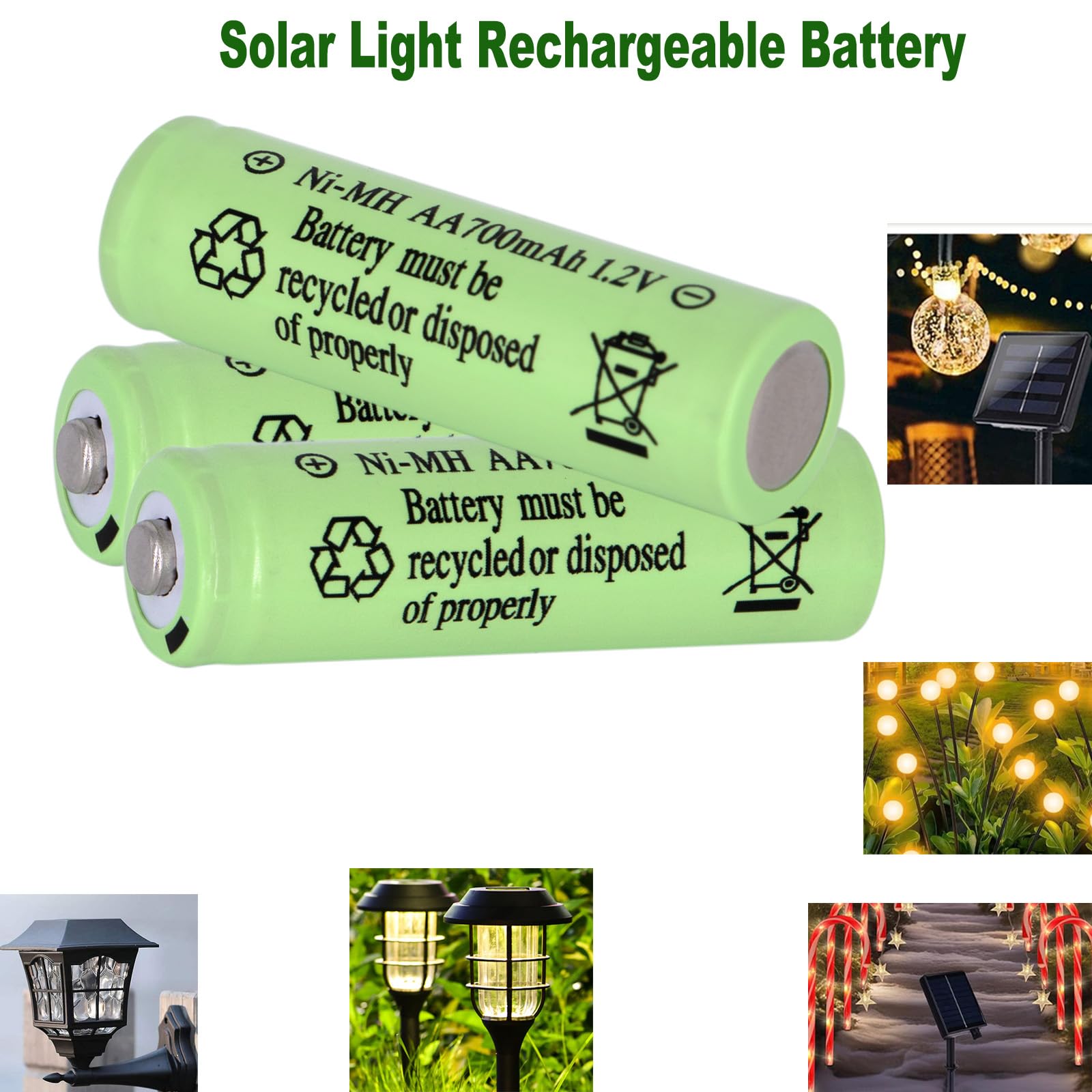 16 Packungen Solarleuchten Batterien AA700 mAh 1,2 V Ni-MH wiederaufladbar Doppel-A-Akku für Outdoor-Solarleuchten, Lichterketten, Wegeleuchten