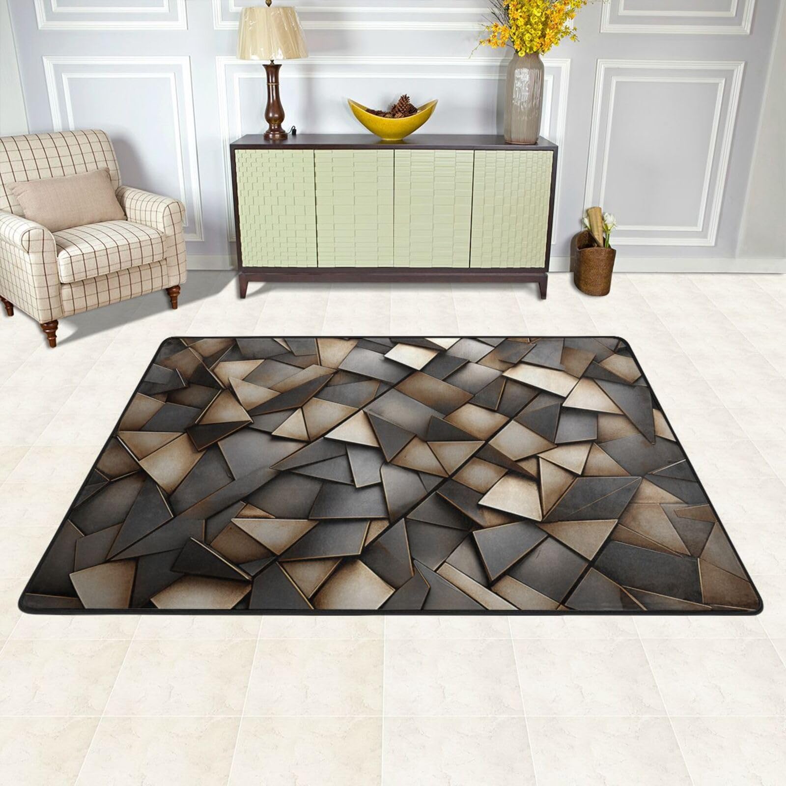 Tapis de sol absorbant pour salon et chambre au motif chic