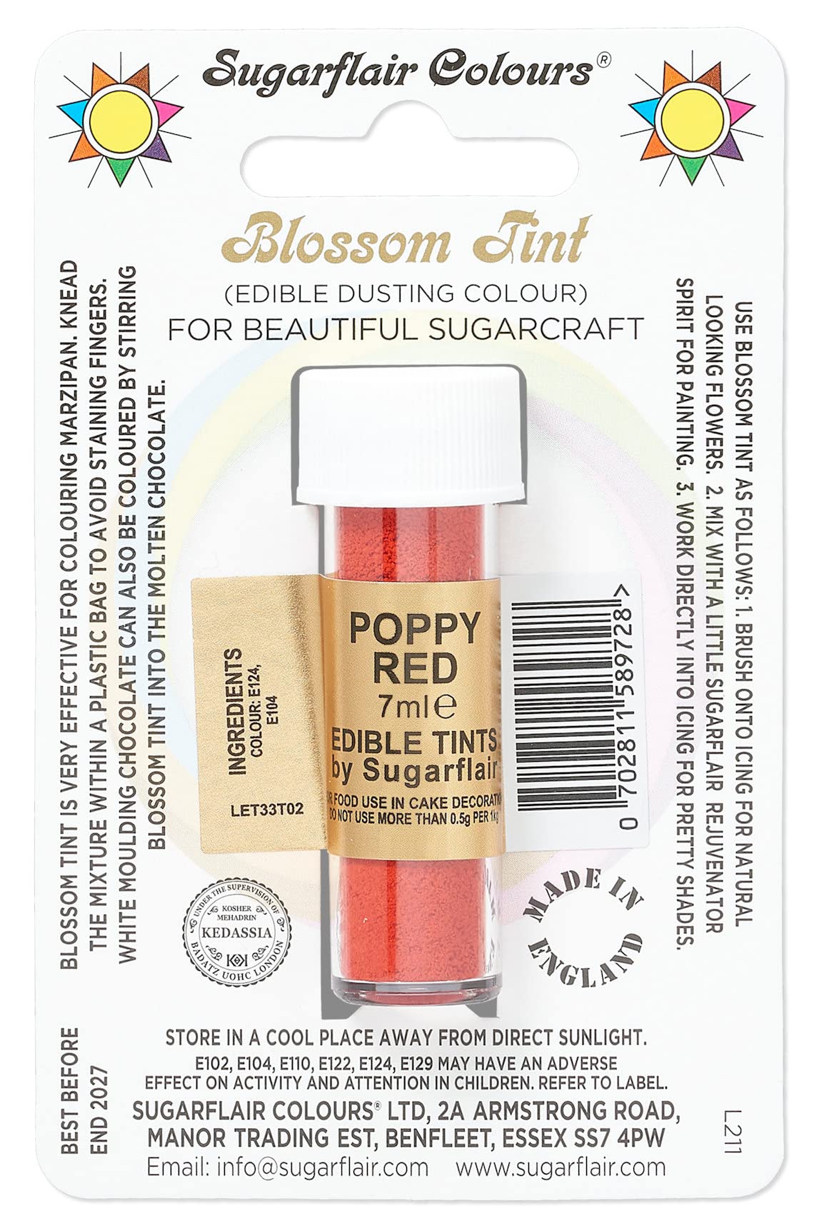 Sugarflair Blossom Tint Grape Violet Food Colouring and Dusting Powder, Matt Finish, Brush On or Mix with Rejuvenator Spirit to Create a One of A Kind Cake - 7ml — view 38