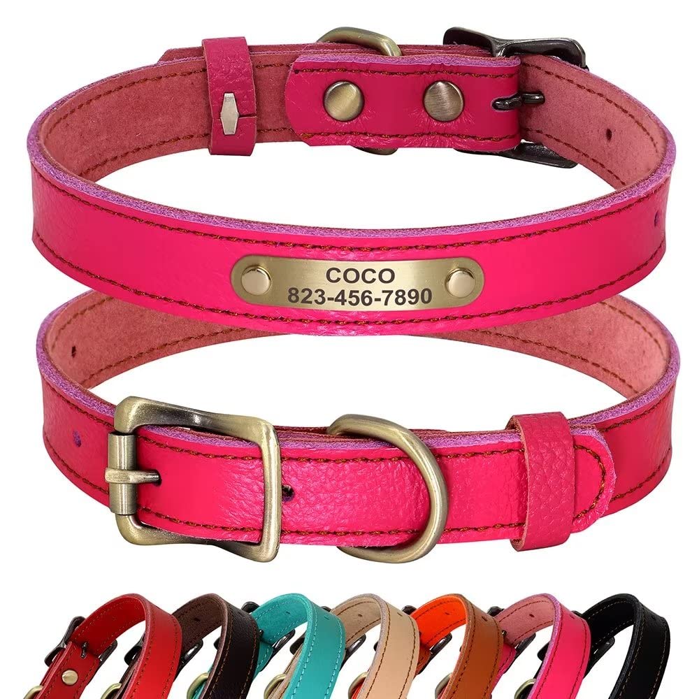 Collare Cane In Vera Pelle PET ARTIST - Personalizzabile Per Cuccioli E Piccole Taglie - Rosso Taglia S - Foto 4