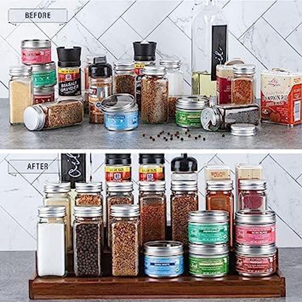 Image of Insight Arts Wooden Spice Rack Organizer 3-Tier for Pantry Cabinet or Countertop for Spice Bottles, Jars Display Shelf (Dark Brown)