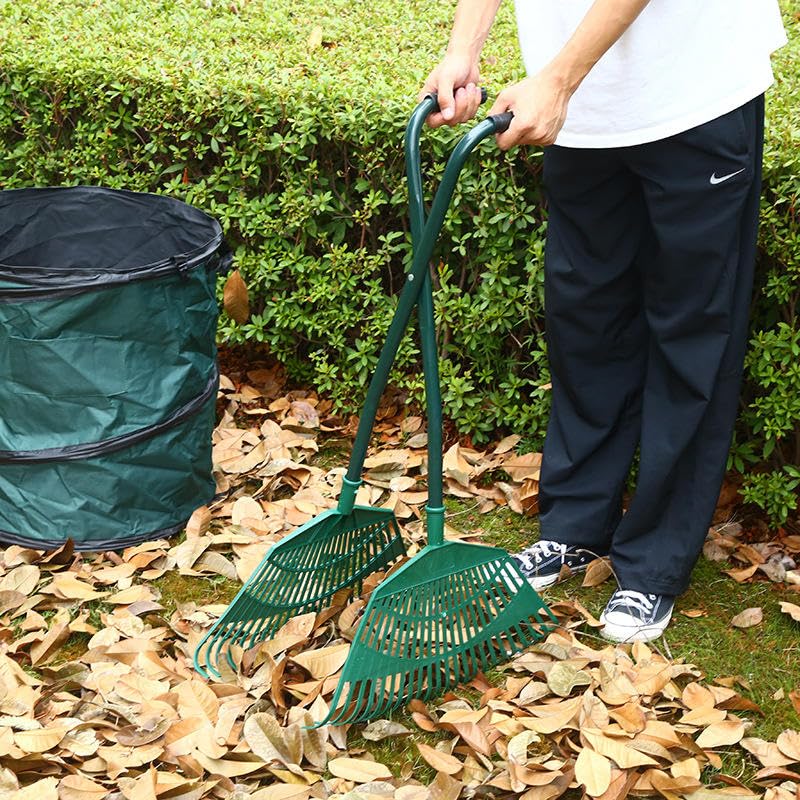 Agarrador de hojas de mango largo resistente, recoge hojas y recortes de césped sin esfuerzo, ideal para limpieza de jardines y mantenimiento de patios