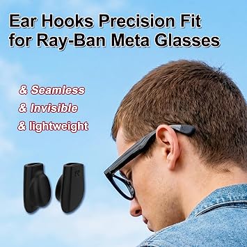 シリコンイヤーグリップ Ray-Ban Meta Smart Glasses Gen1/2 Wayfarer & Headliner & Skyler & Display & Blayzer/Scriber Optics対応 滑り止め眼鏡イヤーフック ブラック | 軽量、コンパクト、快適、取り付け簡単、取り付け後、メガネケースに適切に入れることができます。