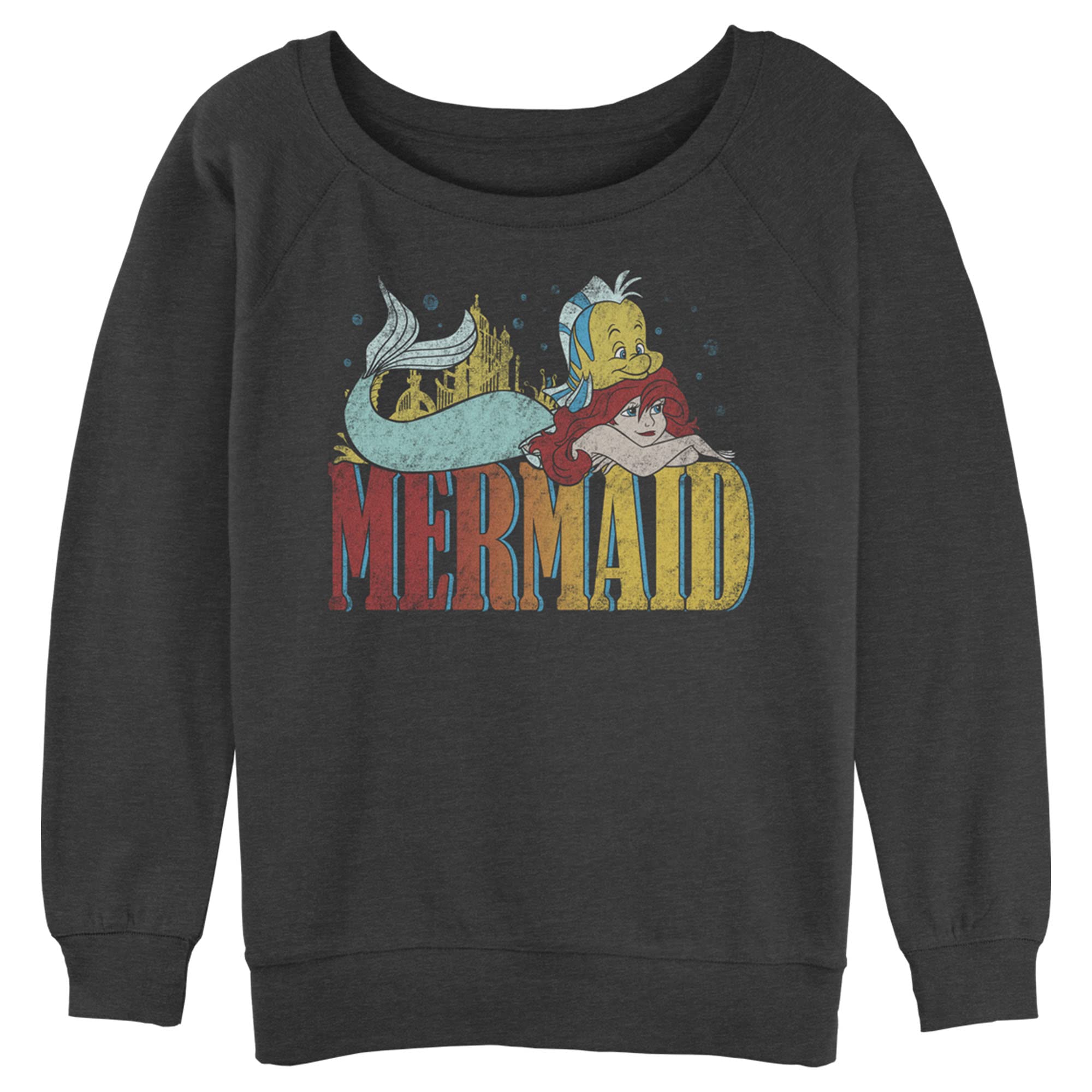 Sweat-shirt Ariel et Flounder au design vintage soigné gris chiné L
