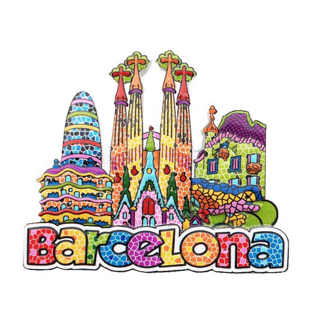 3D Barcellona Spagna Landmark frigorifero magnete in resina souvenir apribottiglie, fatto a mano, decorazione per la casa e la cucina