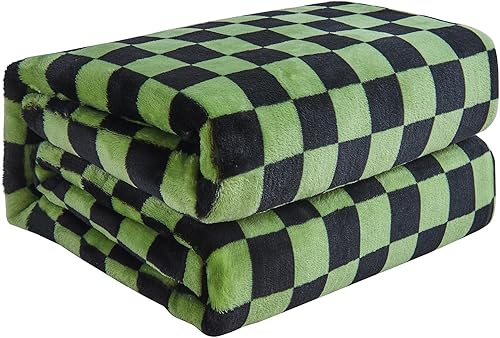 Miniatura 23 de FY FIBER HOUSE Manta de cuadros rosa intenso para sofá, cobija suave y acogedora con diseño a cuadros, 50 x 60 pulgadas Rosa Hot,Negro,Negro y