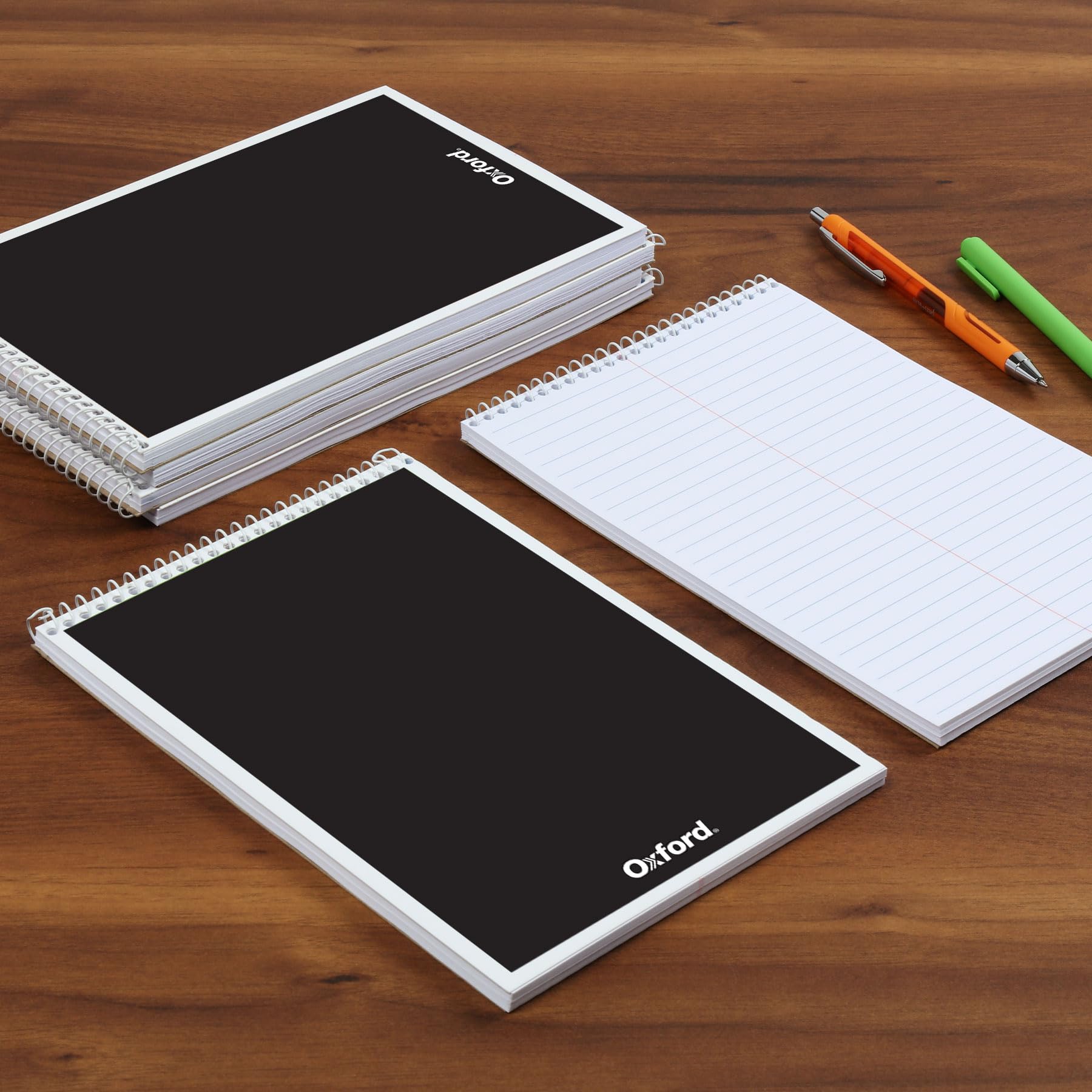 Oxford Steno - Confezione da 12 blocchetti con copertina nera, 15,2 x 22,9 cm, 120 pagine, 60 fogli, fogli a spirale superiori, carta bianca a righe Gregg, set di blocchi compatti per appunti