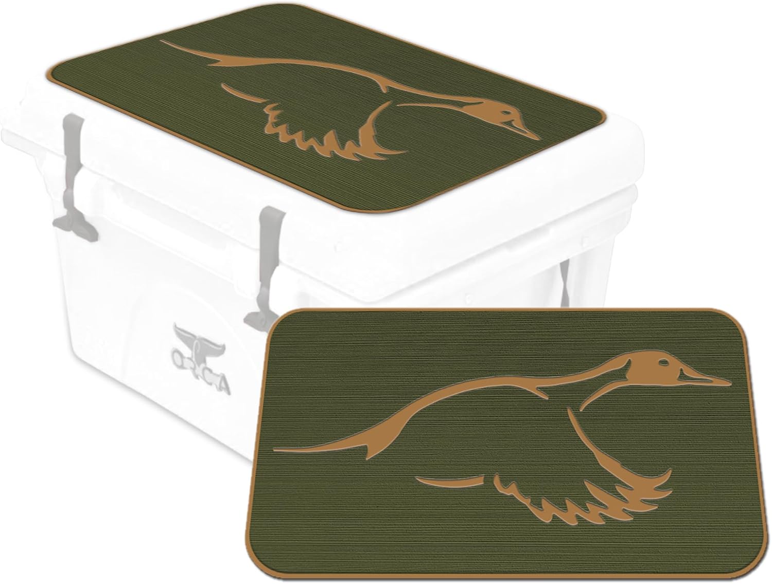 USATuff SeaDek EVA Mat Cooler Pad fits ORCA | Peel & Stick Application | Non Slip Comfort Accessories - Duck Solo Hunting Design (OliveGreen-Mocha)