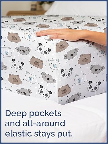Miniatura 6 de CGK Juego de sábanas matrimonial, 4 piezas, para niños, niñas, adolescentes, de osos, esquinas de bolsillos profundos de fácil ajuste,