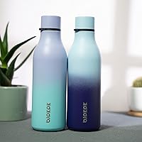 Vista 177 de BJPKPK Botellas de agua aisladas, botella de agua de metal de acero inoxidable de 18 onzas con correa, termo a prueba de fugas sin BPA, tazas